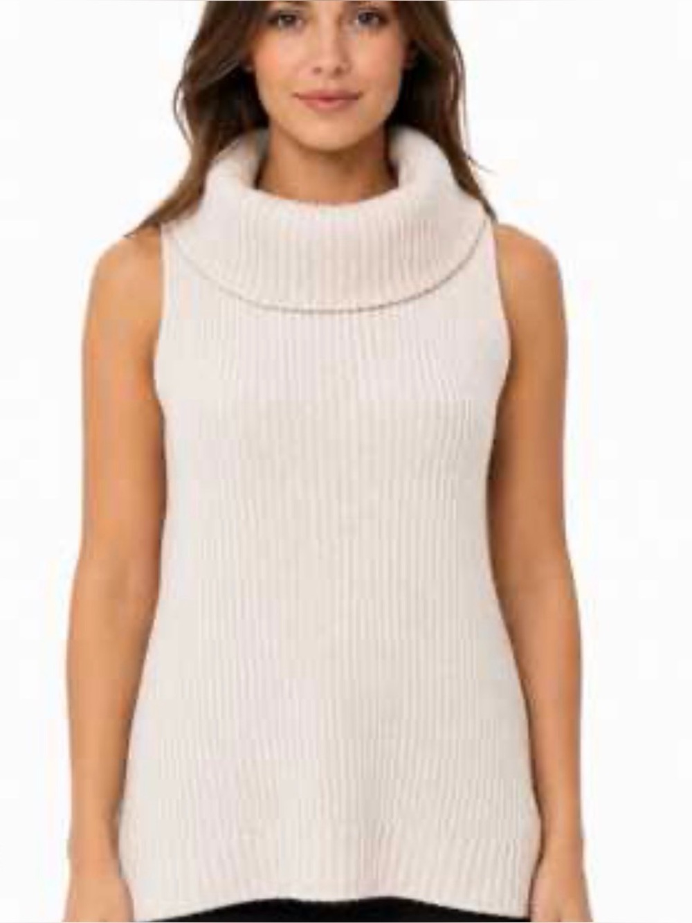 Michael Kors Sleeveless Turtleneck Knit Sweater Vest in Cream